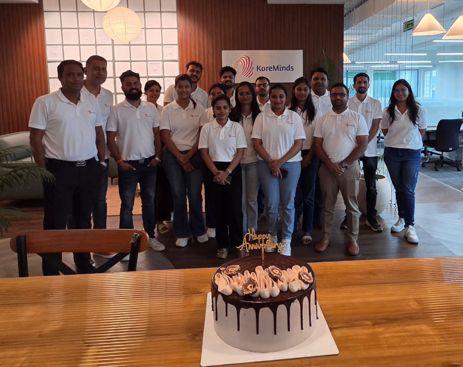KoreMinds team celebrating the first anniversary