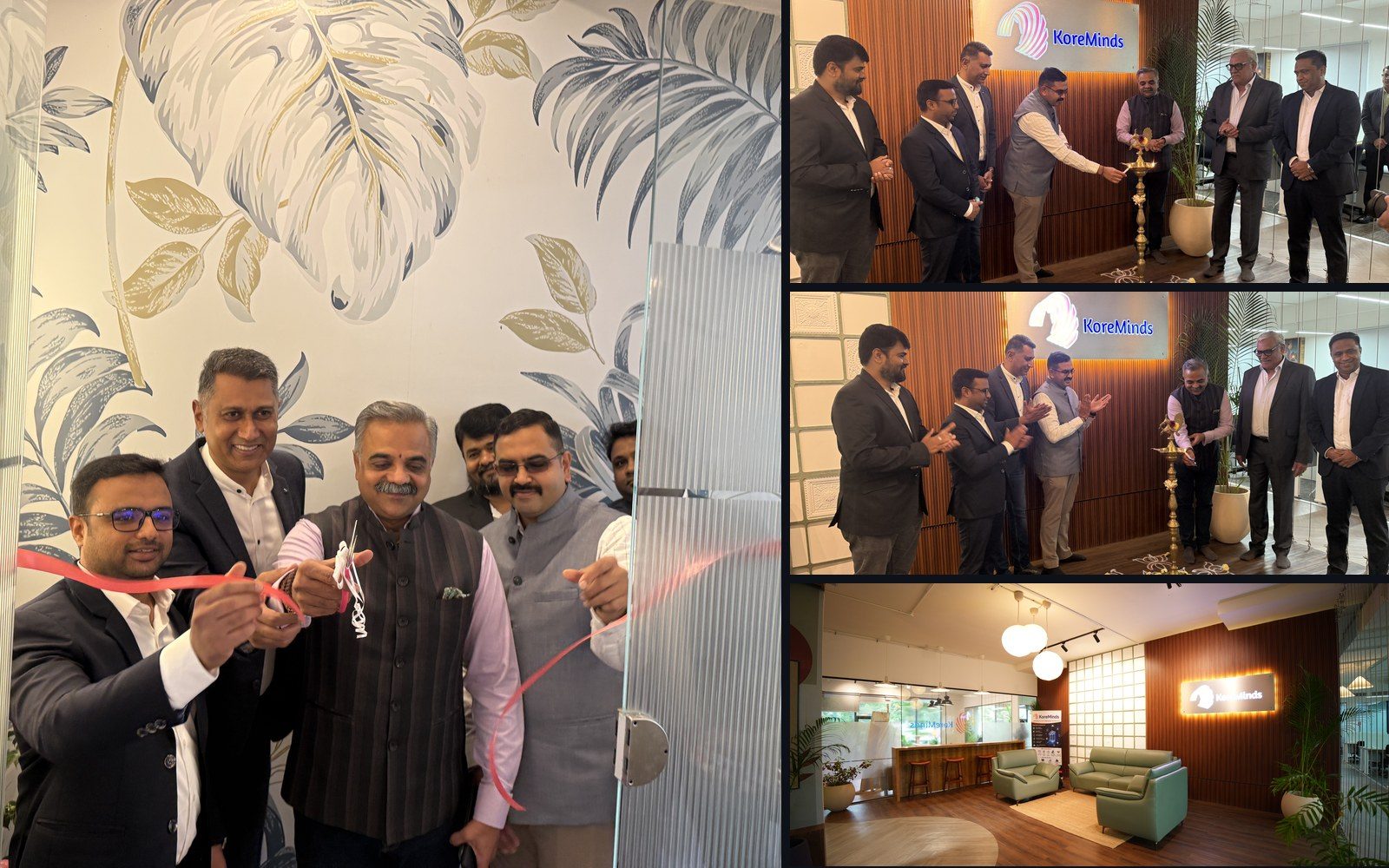 KoreMinds Mysuru office grand opening β ribbon-cutting and lamp-lighting ceremony with chief guests from KDEM and SJCE-STEP